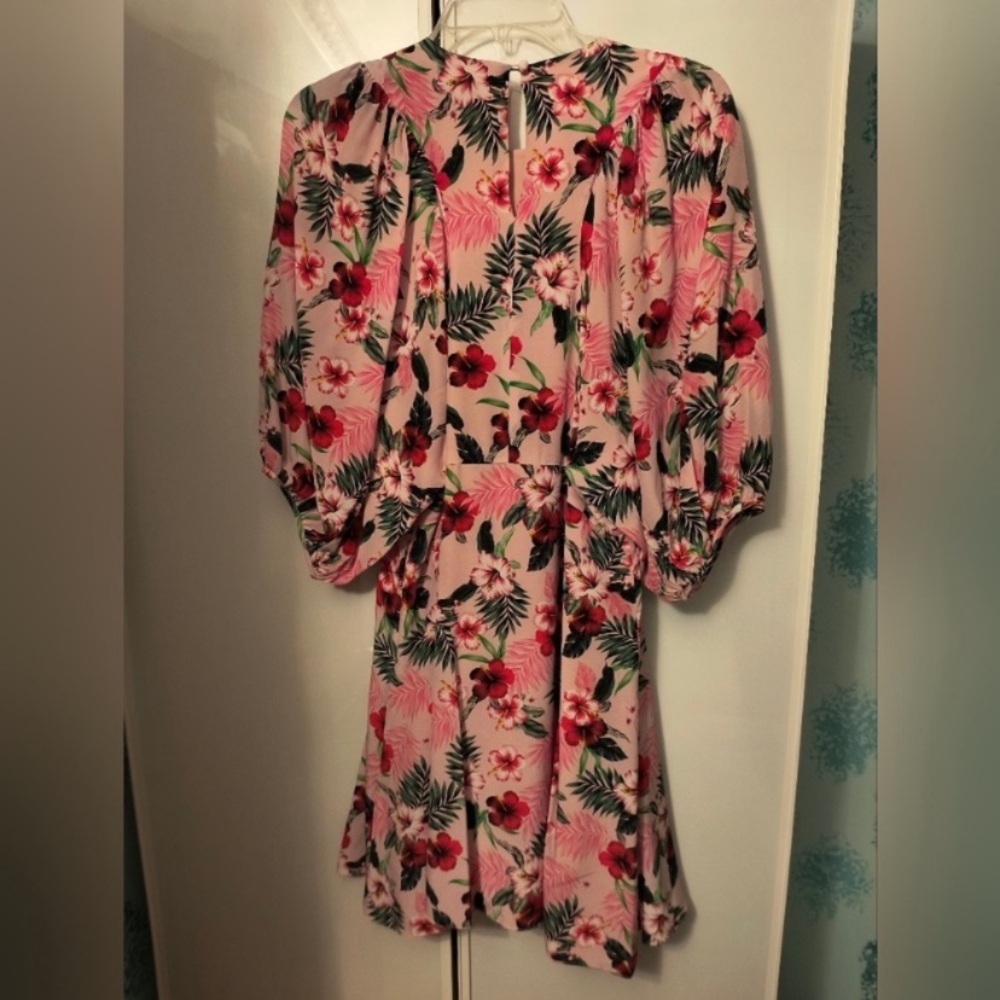 NWT Les Reveries 100% Silk  Pink Floral Dress size 8 - Picture 3 of 3